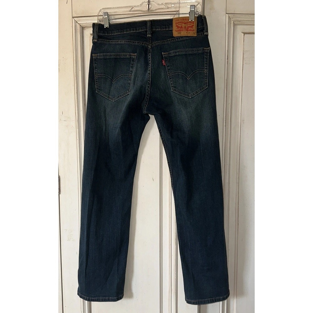 Levis 505 Jeans Mens 30x30 Blue Dark Wash Indigo Straight Leg Denim Regular Fit